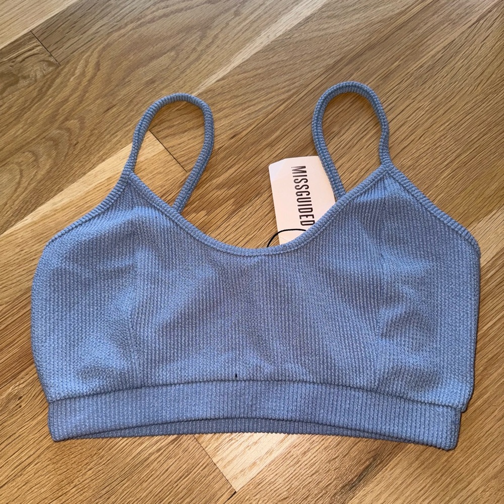 Missguided Plus Light Blue Ribbed Bandeau
